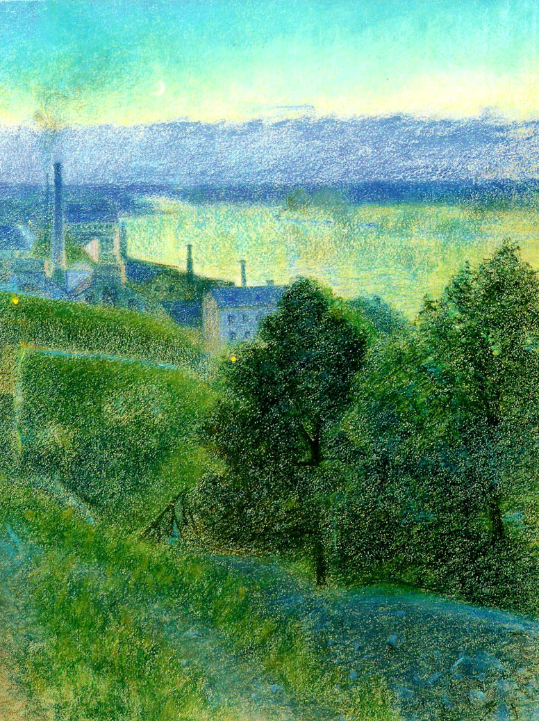 sommarafton, pastell